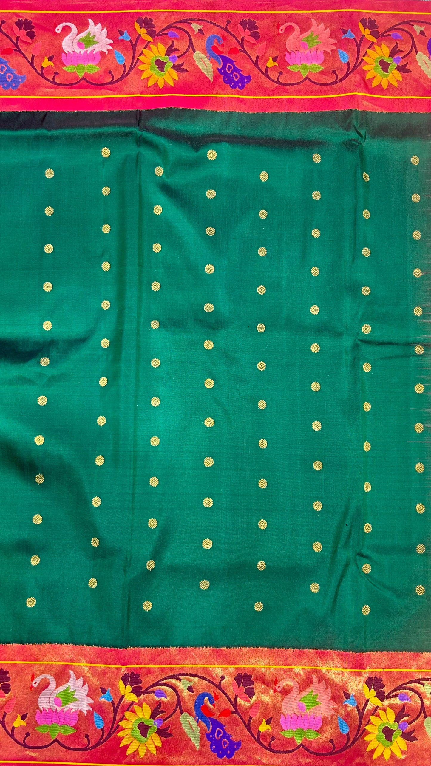 Green Paithani Saree with Lotus Border