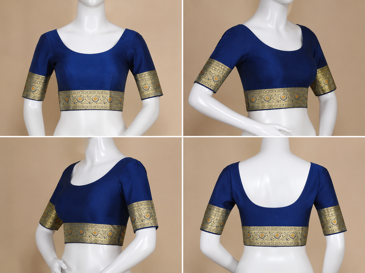 Zartari Handwoven Banarasi Silk Saree in Royal Blue with Rich Gold Zari Floral Butti