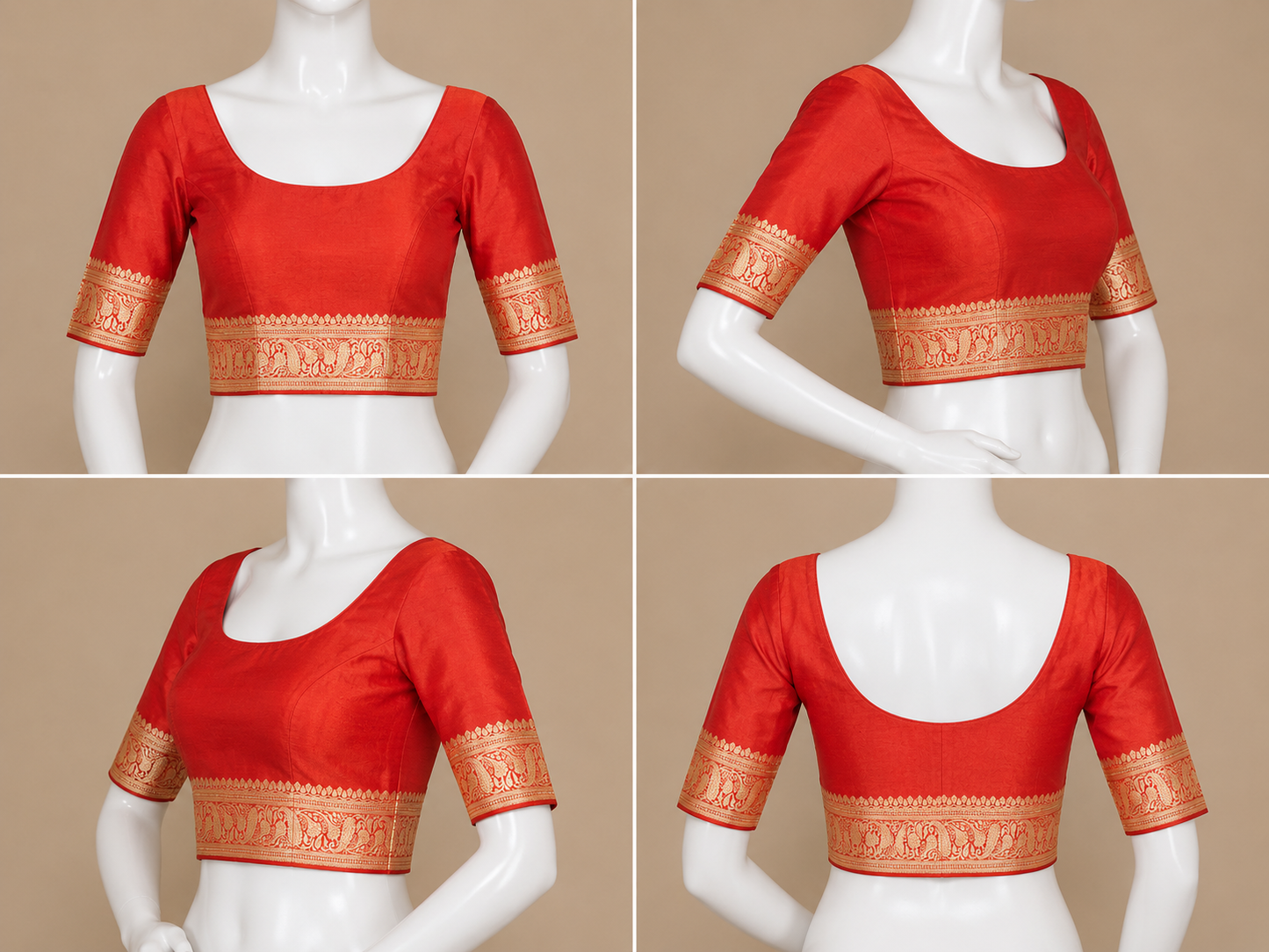 Zartari Handwoven Banarasi Silk Saree in Sindoor Red with Rich Gold Zari Butti