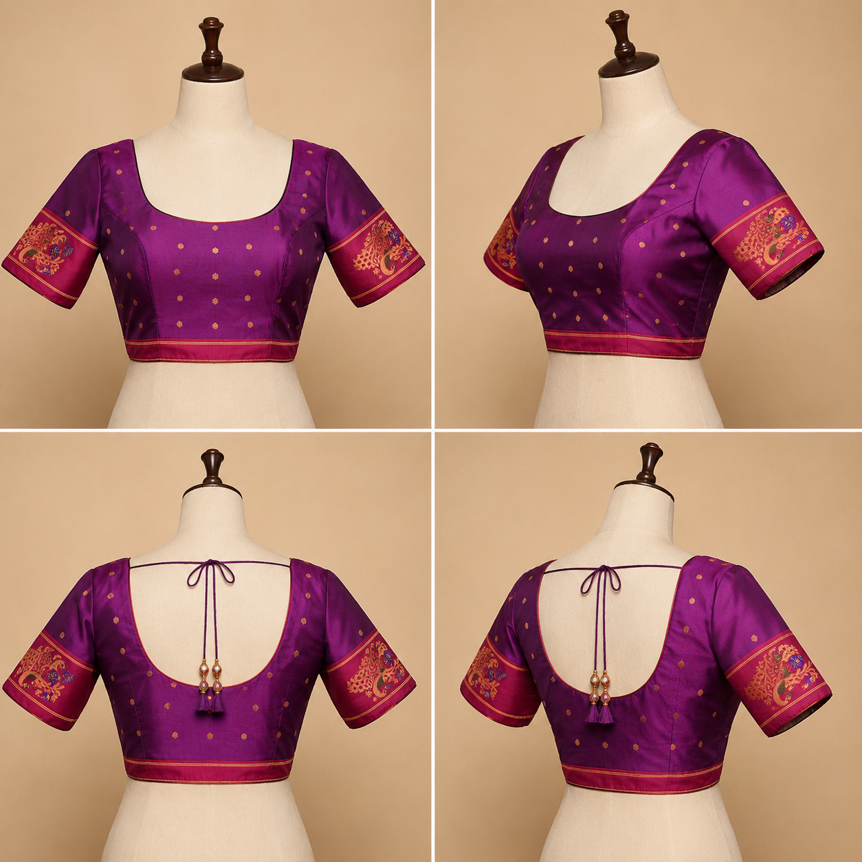 ZARTARI Handwoven Paithani Silk Saree – Royal Purple & Rani Pink with Traditional Peacock Zari Weaving