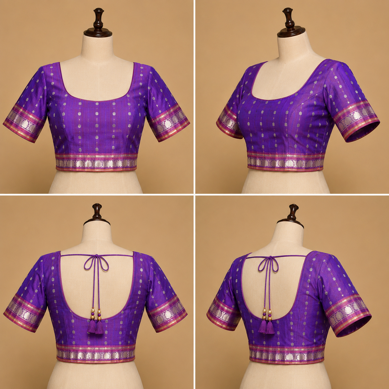 ZARTARI Handwoven Paithani Silk Saree – Royal Blue & Magenta Pink with Traditional Zari Border