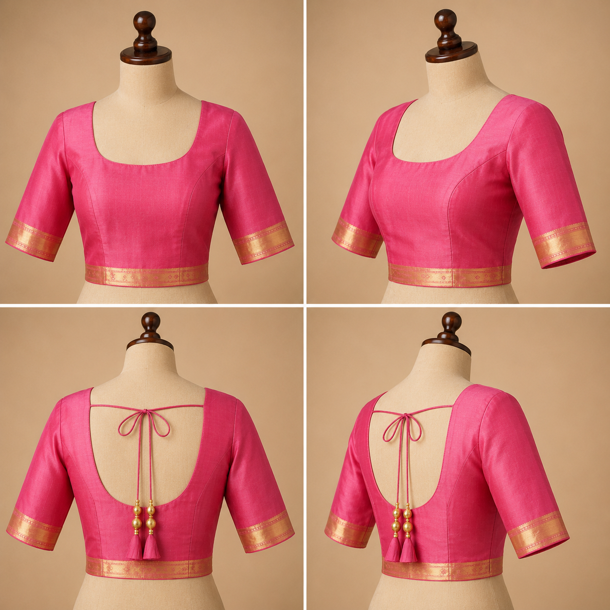 Zartari Handwoven Kanjivaram Silk Saree | Rani Pink with Rich Gold Zari Weaving | Traditional Wedding Silk Saree