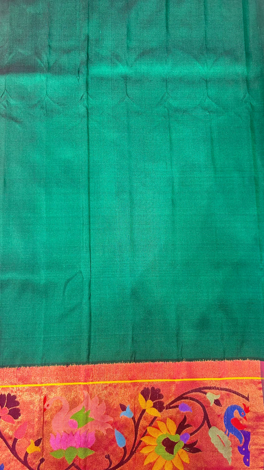 Green Paithani Saree with Lotus Border