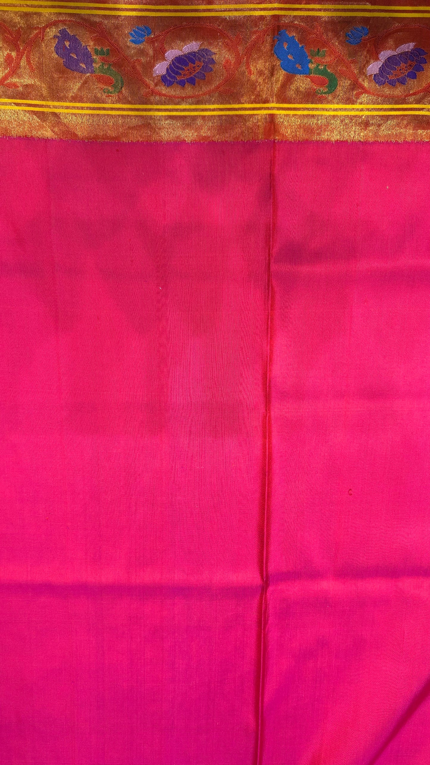 Cow & Lotus Border Designer Paithani Saree- Pink