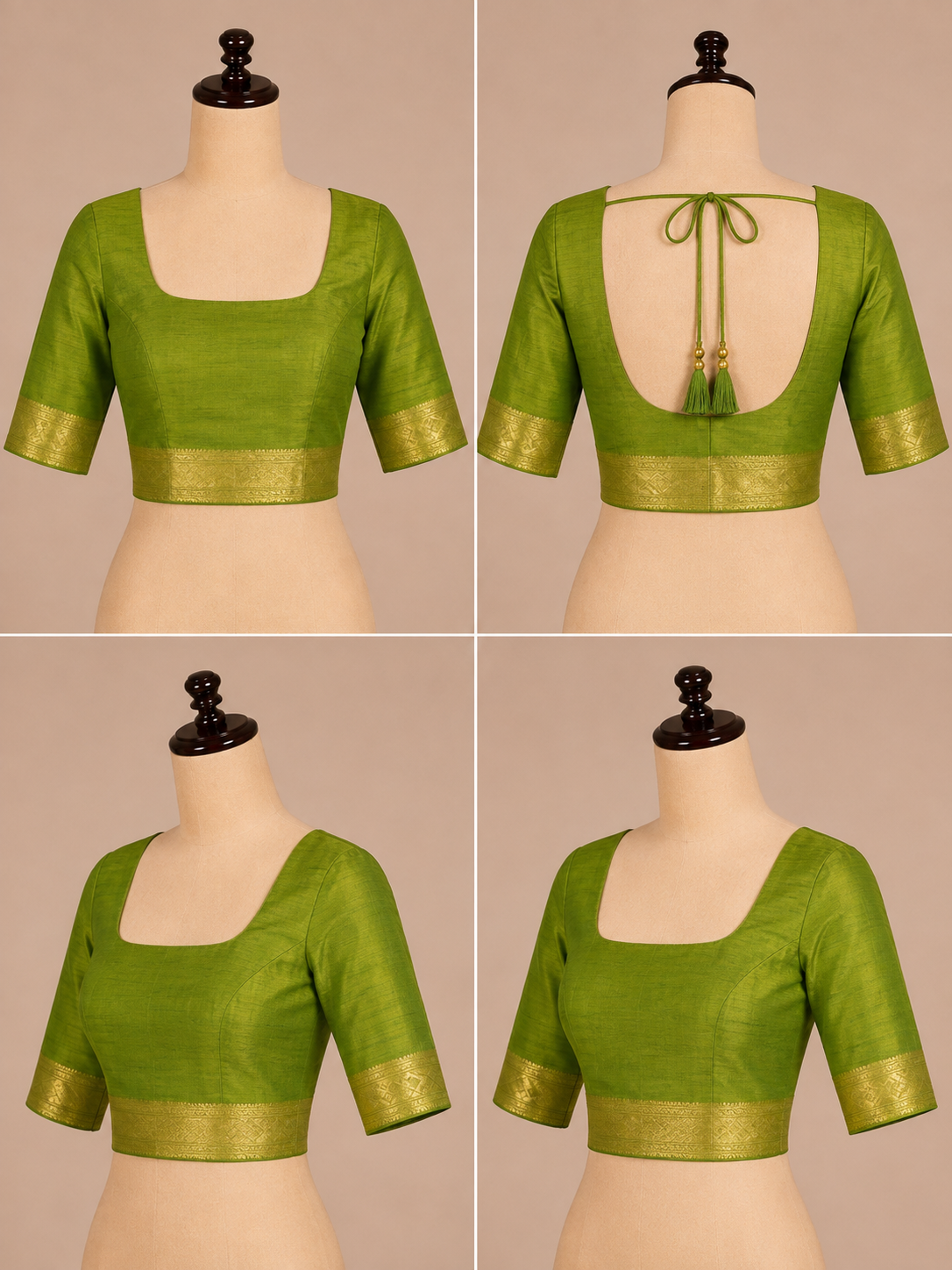 Zartari Handwoven Banarasi Silk Saree in Olive Green with Rich Gold Zari Floral Jaal