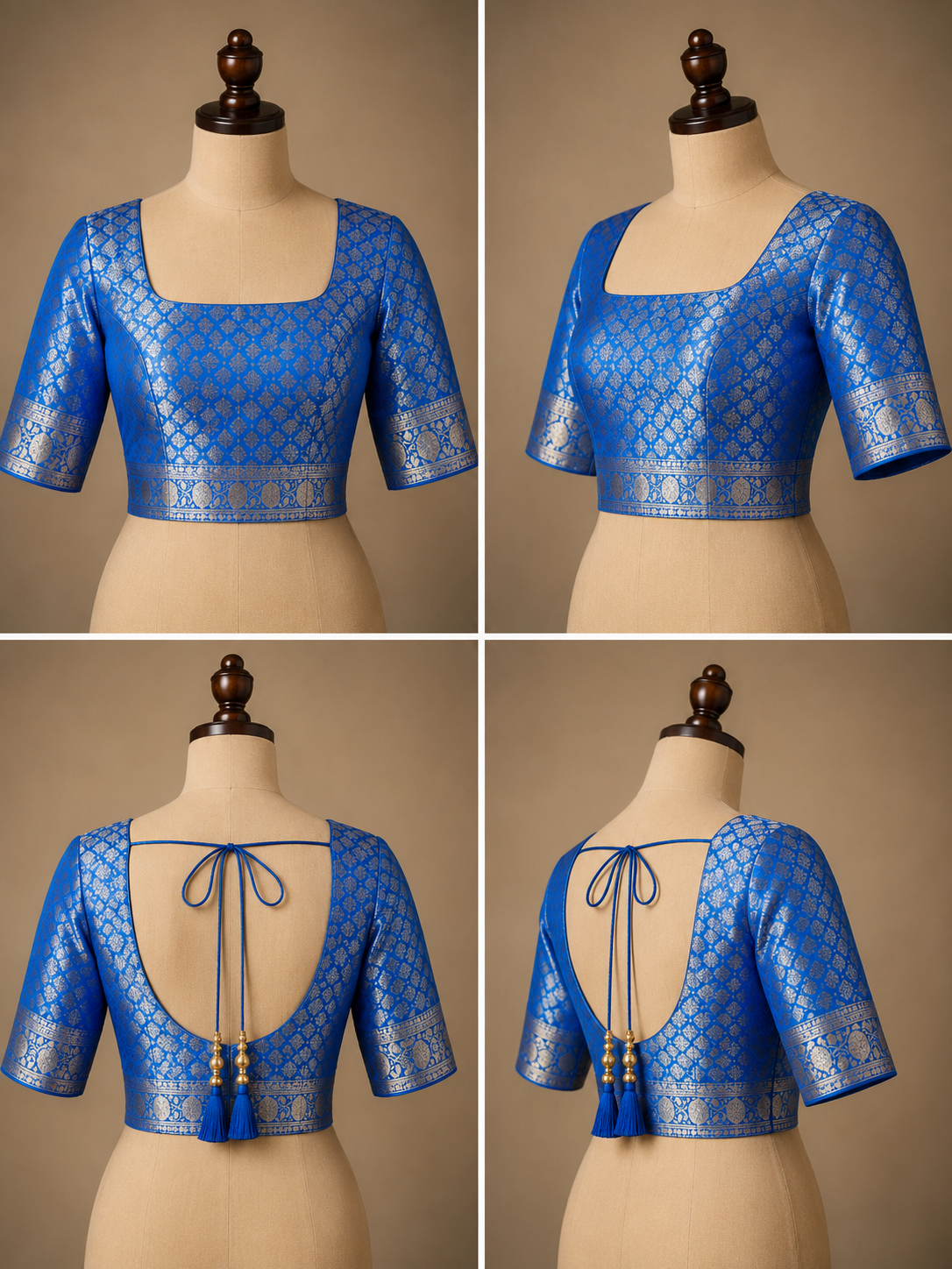 Zartari Handwoven Banarasi Silk Saree in Royal Blue with Antique Gold Zari Weaving
