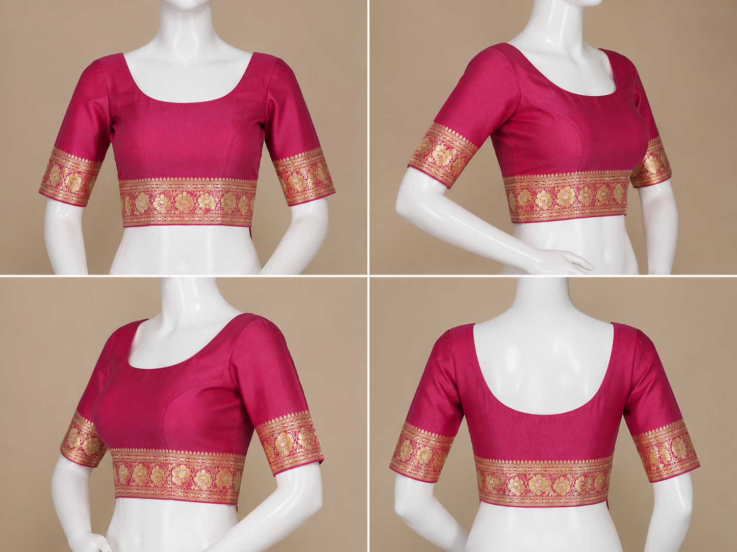 Zartari Handwoven Banarasi Silk Saree in Rose Pink with Rich Gold Zari Floral Butti