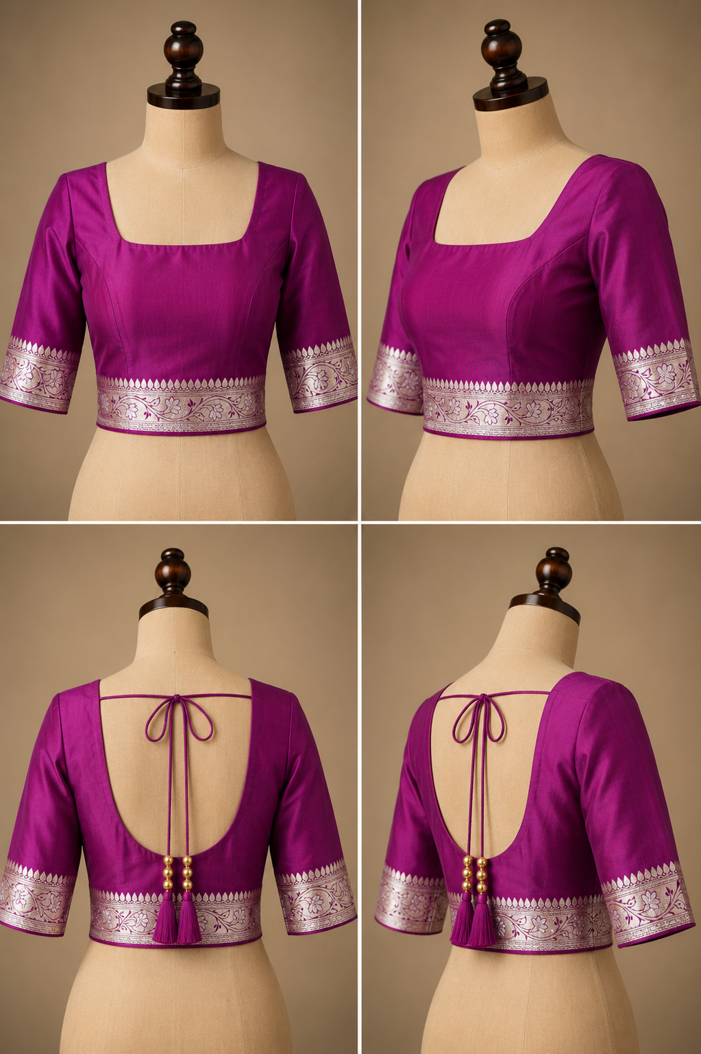 Zartari Handwoven Banarasi Silk Saree in Royal Purple with Antique Silver-Gold Zari Weaving
