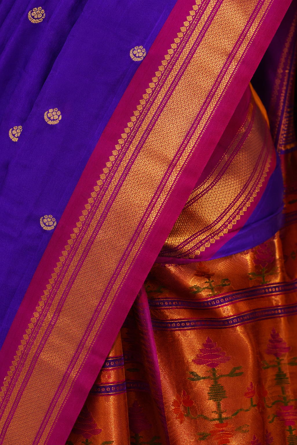 ZARTARI Handwoven Paithani Silk Saree – Royal Purple with Traditional Zari Border