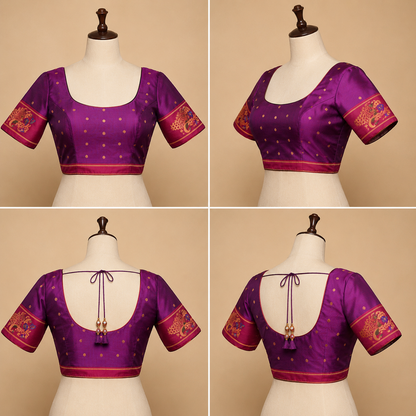 ZARTARI Handwoven Paithani Silk Saree – Royal Purple & Rani Pink with Traditional Peacock Zari Weaving