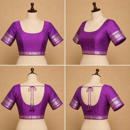 ZARTARI Handwoven Paithani Silk Saree – Lime Green & Royal Purple with Traditional Silver Zari Border