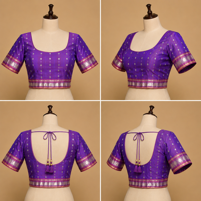 ZARTARI Handwoven Paithani Silk Saree – Royal Blue & Magenta Pink with Traditional Zari Border