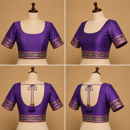 ZARTARI Handwoven Paithani Silk Saree – Olive Green with Royal Purple Floral Border & Rich Woven Pallu