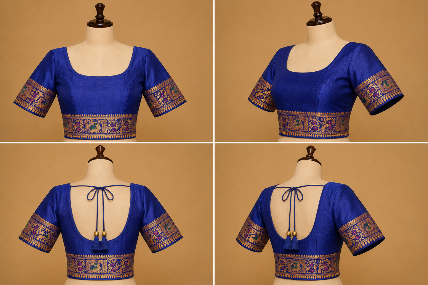 ZARTARI Handwoven Paithani Silk Saree – Olive Green with Royal Blue Floral Zari Border & Rich Woven Pallu