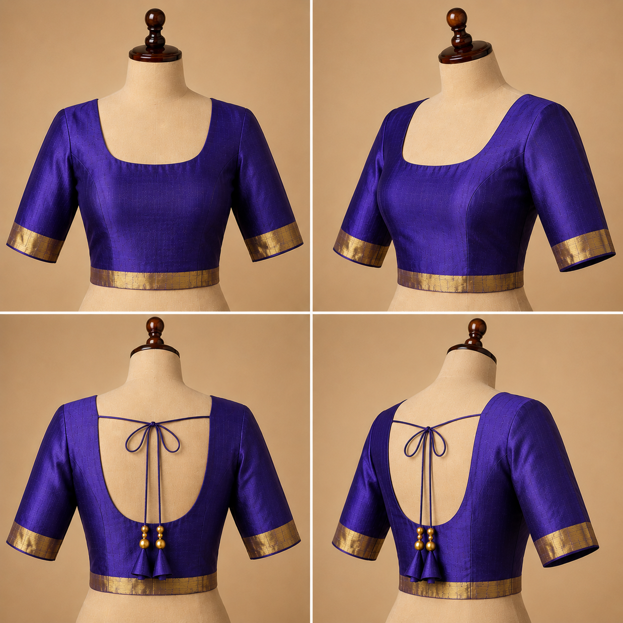 Zartari Handwoven Kanjivaram Silk Saree | Royal Blue with Silver Zari Border & Butta | Traditional Wedding Silk Saree