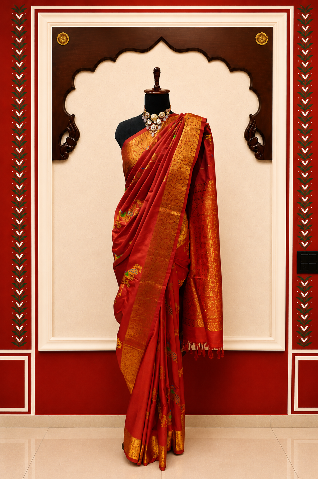 Zartari Premium Maroon Paithani Silk Saree with Traditional Peacock Motifs & Rich Zari Pallu