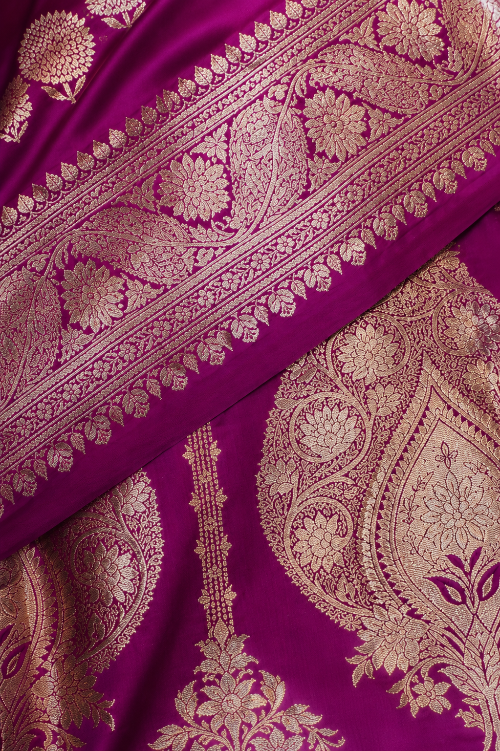 Zartari Handwoven Banarasi Silk Saree in Royal Purple with Antique Silver-Gold Zari Weaving