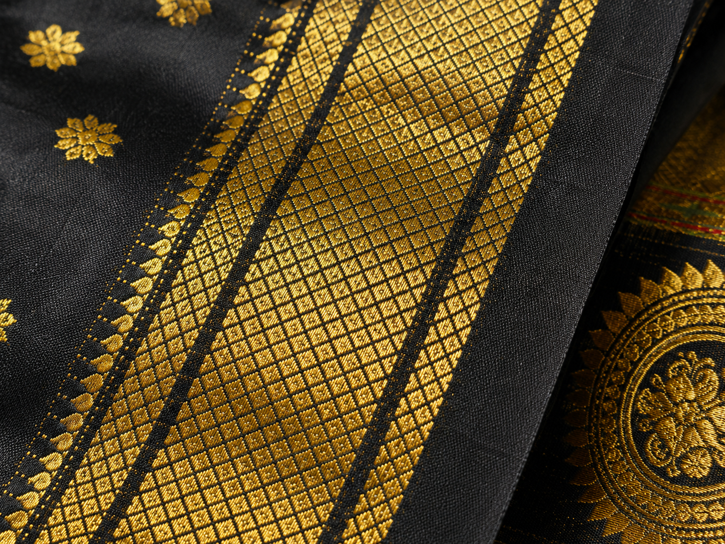 Zartari Black Paithani Silk Saree with Peacock Motif Pallu & Zari Border