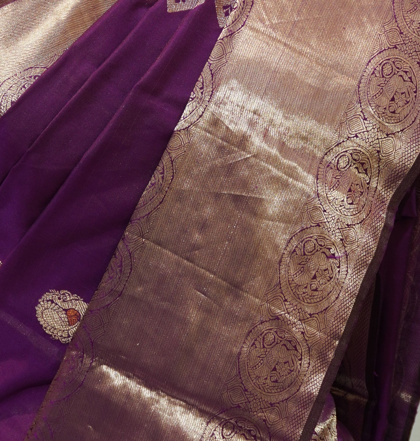 ZARTARI Handwoven Kanjivaram Silk Saree – Royal Purple with Silver Zari Border