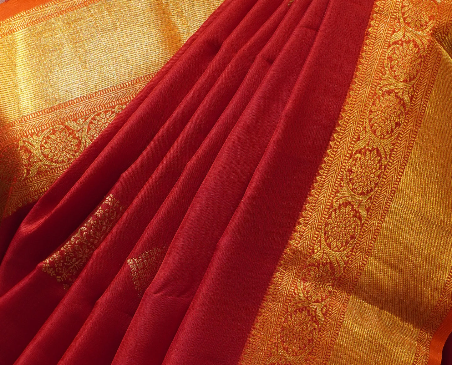 Zartari Handwoven Kanjivaram Silk Saree | Deep Maroon Red with Rich Gold Zari Border