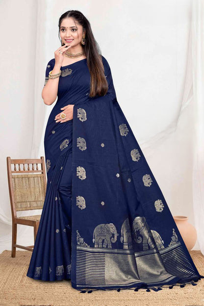 Premium Zartari Silk Festive Saree with Banarasi Zari Border & Royal Elephant Pallu Motifs