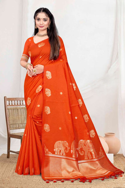 Premium Zartari Silk Festive Saree with Banarasi Zari Border & Royal Elephant Pallu Motifs