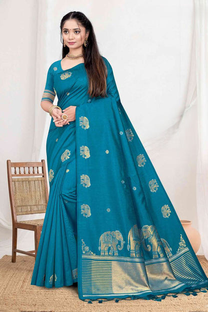 Premium Zartari Silk Festive Saree with Banarasi Zari Border & Royal Elephant Pallu Motifs