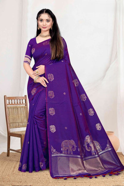 Premium Zartari Silk Festive Saree with Banarasi Zari Border & Royal Elephant Pallu Motifs