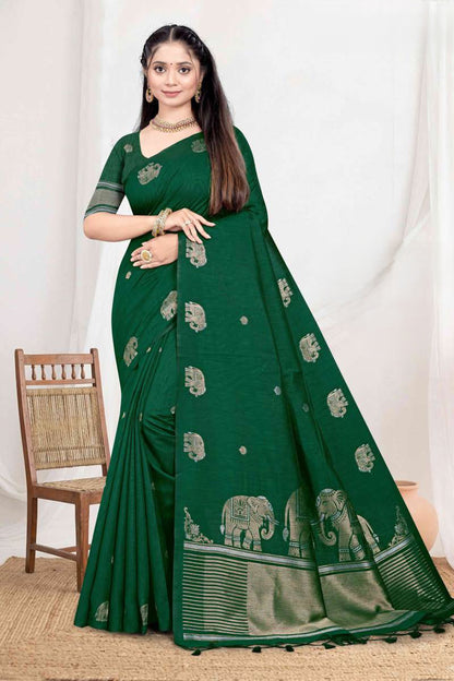 Premium Zartari Silk Festive Saree with Banarasi Zari Border & Royal Elephant Pallu Motifs