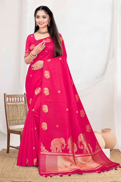 Premium Zartari Silk Festive Saree with Banarasi Zari Border & Royal Elephant Pallu Motifs