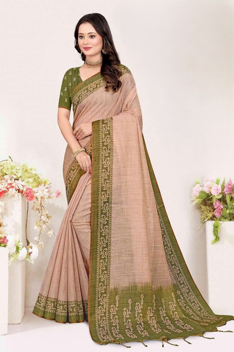 Blended Mul Cotton Saree with Exclusive Kalamkari Design